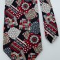 GINO POMPEII ART DECO MAROON BLACK SILVER MEN NECK TIE Men Designer Tie EUC
