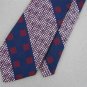 Vtg GOLDEN CLASP Geomatric Stripe Navy Red Texture 60s 70s Men Neck Tie #V-4 EVC