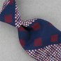 Vtg GOLDEN CLASP Geomatric Stripe Navy Red Texture 60s 70s Men Neck Tie #V-4 EVC