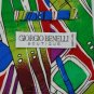 Mint GIORGIO BENELLI Italy PAINTING Brush Art Deco BLUE Men Designer Tie EUC