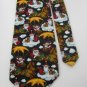 #1A NEW CHRISTMAS HOLIDAY SANTA REINDEER CLOUD SLEIGH BLACK WHITE Necktie Tie