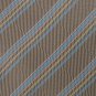 #1A New XL 60" KAI LONG STRIPE WOVEN TAN BLUE TIE Necktie