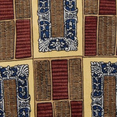 FERRELL REED KHAKI GOLD COPPER CHECKER SILK NECK TIE Men Designer Tie EUC