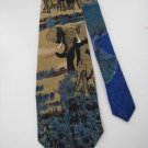 LOST KINGDOM USA ELEPHANT ART DECO BLACK Sandy Neck Tie Men Designer Tie EUC