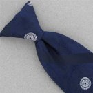 Vtg Wembley Clip On Clipon Blue White Texture Circle 60s 70s Stripe Neck Tie V-4