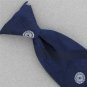 Vtg Wembley Clip On Clipon Blue White Texture Circle 60s 70s Stripe Neck Tie V-4