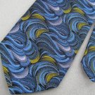 Vintage Wemlon Wembley Abstract Waves Texture 60s 70s Blue Blk Mens Neck Tie #EV
