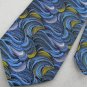 Vintage Wemlon Wembley Abstract Waves Texture 60s 70s Blue Blk Mens Neck Tie #EV