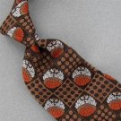 VINTAGE CHRISTIAN DIOR BROWN GEOMETRIC CIRCLE TEXTURE FAT 60s 70s Neck Tie #V-3