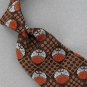 VINTAGE CHRISTIAN DIOR BROWN GEOMETRIC CIRCLE TEXTURE FAT 60s 70s Neck Tie #V-3