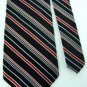 #1A STAFFORD WOVEN STRIPE BLACK RED WHITE SILK MEN NECK TIE Krawatte Cravat