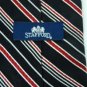 #1A STAFFORD WOVEN STRIPE BLACK RED WHITE SILK MEN NECK TIE Krawatte Cravat