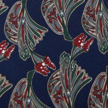 ALFANI FLORAL NAVY RED GREEN SILK NECK TIE Men Designer EUC