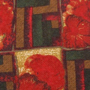 #1A JACQUES FERAUD RED KHAKI GREEN FLORAL NARROW NECK TIE