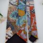 #1A ITALIAN BLUE ORANGE GREEN FLORAL NARROW Men Neck Tie