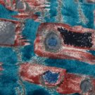 #1A ZYLOS ABSTRACT TEAL BROWN GREY SILK MEN NECK TIE