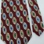 EVAN PICONE MAROON BEIGE GRAY OVALS STRIPE MEN NECK TIE Men Designer Tie EUC