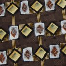 #1A New ENRO BROWN YELLOW WHITE DIAMOND SILK MEN NECK TIE