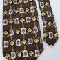 #1A New ENRO BROWN YELLOW WHITE DIAMOND SILK MEN NECK TIE