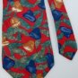 #1A MORGAN HART RED BROWN OLIVE BLUE SILK MEN NECK TIE