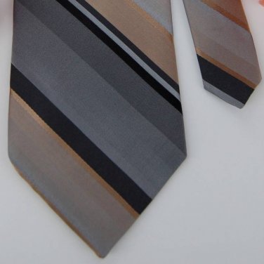 ARROW GRAY BLACK TAN STRIPE SILK Mens Neck Tie Men Designer Tie EUC