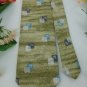 #1A JOHN LORD OLIVE GREEN WHITE ABSTRACT SILK Men Neck Tie