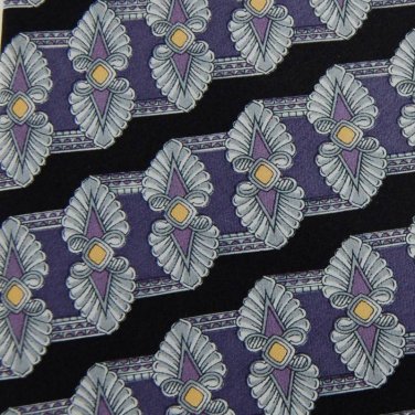 GIANFRANCO RUFFINI BLACK VIOLET GRAY MEN NECK TIE Men Designer Tie EUC