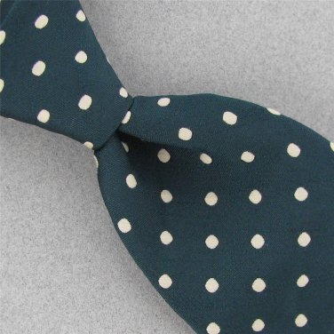 Vtg BEAU BRUMMEL Drak Green Polka Dot Fat Texture 60s 70s Mens Neck Tie #V-4 EVC