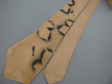 Vtg Rare Selected 40s 50s Handpainted Art Deco Swing Rockabilly Neck Tie #VE