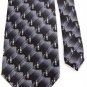 SETAZONE WAVES CIRCLES BLACK GREY SILK MEN NECK TIE Men Designer Tie EUC