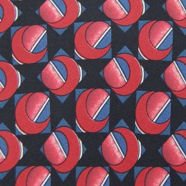 HENRY GRETHEL BLACK RED GEOMETRIC PATTERN MEN NECK TIE Men Designer Tie EUC