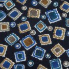 GROFFREY BEENE SQUARES CIRCLES BLACK BLUE Men Neck Tie Men Designer Tie EUC