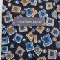 GROFFREY BEENE SQUARES CIRCLES BLACK BLUE Men Neck Tie Men Designer Tie EUC