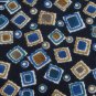 GROFFREY BEENE SQUARES CIRCLES BLACK BLUE Men Neck Tie Men Designer Tie EUC