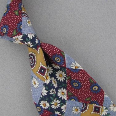 TANGO GOLD MAROON FLORAL PLAID SILK MENS NECKTIE TIE #HG-15 Excellent