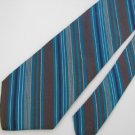 Vintage Liberty Of London Narrow Turquoise Gray Silver Silk Tie Necktie #EV
