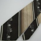 #1A Vintage Montgomery Ward Stripe Sailboat Brown Tan  Men Neck Tie Necktie