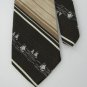 #1A Vintage Montgomery Ward Stripe Sailboat Brown Tan  Men Neck Tie Necktie