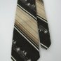#1A Vintage Montgomery Ward Stripe Sailboat Brown Tan  Men Neck Tie Necktie