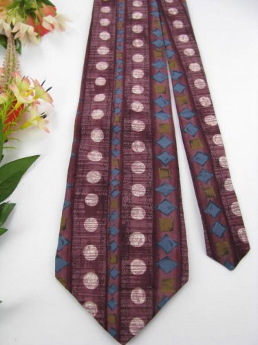 NWT J T  BECKETT ITALIAN CIRCLE SQUARE DIAMOND Neck Tie Men Designer Tie EUC