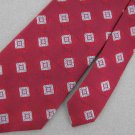 Jos A Bank Geometric Red Silk Dress Woven Red Neck Tie Men Designer Tie EUC