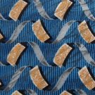 #1A STAFFORD ITALY WAVES BLUE YELLOW GREY SILK Men Designer  TIE NECKTIE