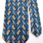 #1A STAFFORD ITALY WAVES BLUE YELLOW GREY SILK Men Designer  TIE NECKTIE