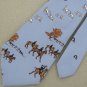 Vtg Rare Royal Knight English Horse Rider Dogs Sky/Blue Narrow 70s Neck Tie #VE