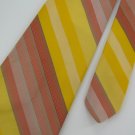 Vintage Wemlon Wembley Wide Yellow Peach Gray Stripe 60s Mens Tie Necktie  #EV