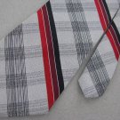 Vintage Jonny Carson Stripe Plaid Red GrayTexture 60's 70's 1970 Neck Tie #EV