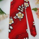 PACIFIC LEGEND RED WHITE FLORAL COTTON Neck Tie Men Designer Tie EUC