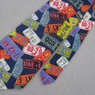 Perry Ellis Portfolio Silk Men State License  Neck Tie Men Designer Tie EUC