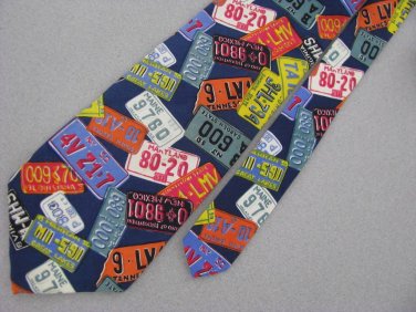 Perry Ellis Portfolio Silk Men State License  Neck Tie Men Designer Tie EUC