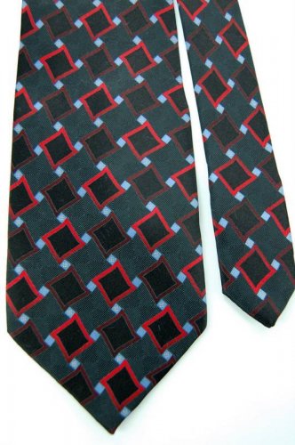 GIORGIO BRUTINI BLACK RED GRAY DIAMOND MEN NECK TIE Men Designer Tie EUC